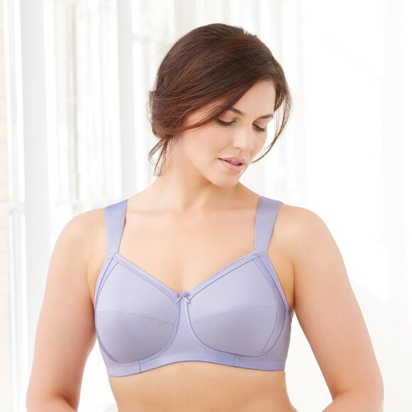 Glamorise 40C Bra ~Seamless-X-WIDE-Straps~ (Side Support Too!) 35% Cotton Purple - Picture 15 of 15